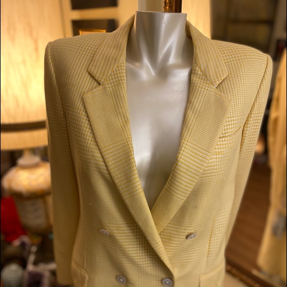 Burberry Suit Jacket and Skirt Set Authentic Vintage 80s Size 42 Silk and Wool - Picture 4 of 16